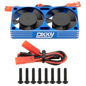 DKKY RC Motor Cooling Fan Heatsink 30mm Dual Fan for ARRMA Axial Traxxas 1/6 1/8 1/10 RC Crawler Car 3650 550 3660 4274 4068 4268 Motor Blue