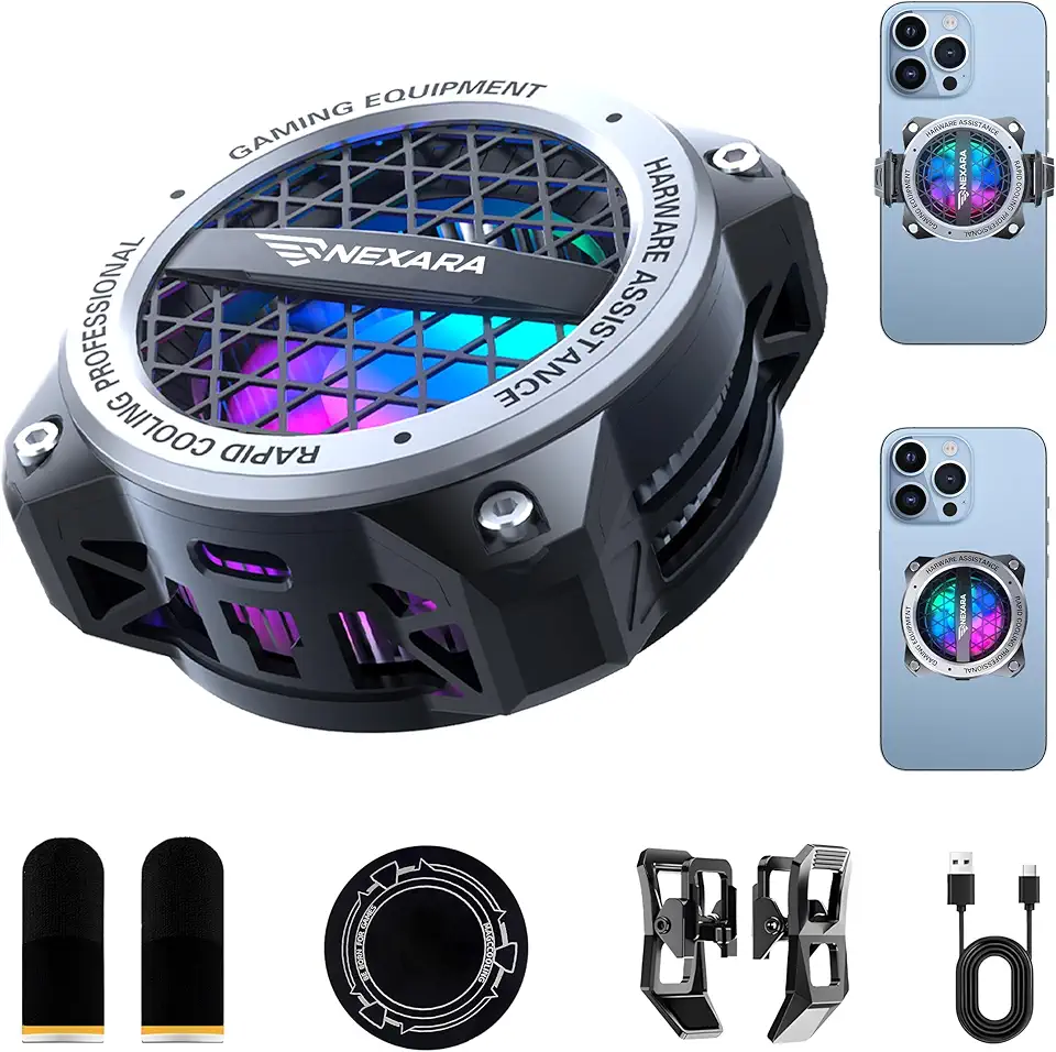 Cooler para Celular com Controle de Temperatura AI, Refrigeração Rápida USB, Ventoinha Silenciosa de 25dB para Jogos, Compatível com iPhone, Android, Nintendo Switch via Clipe ou Magnético