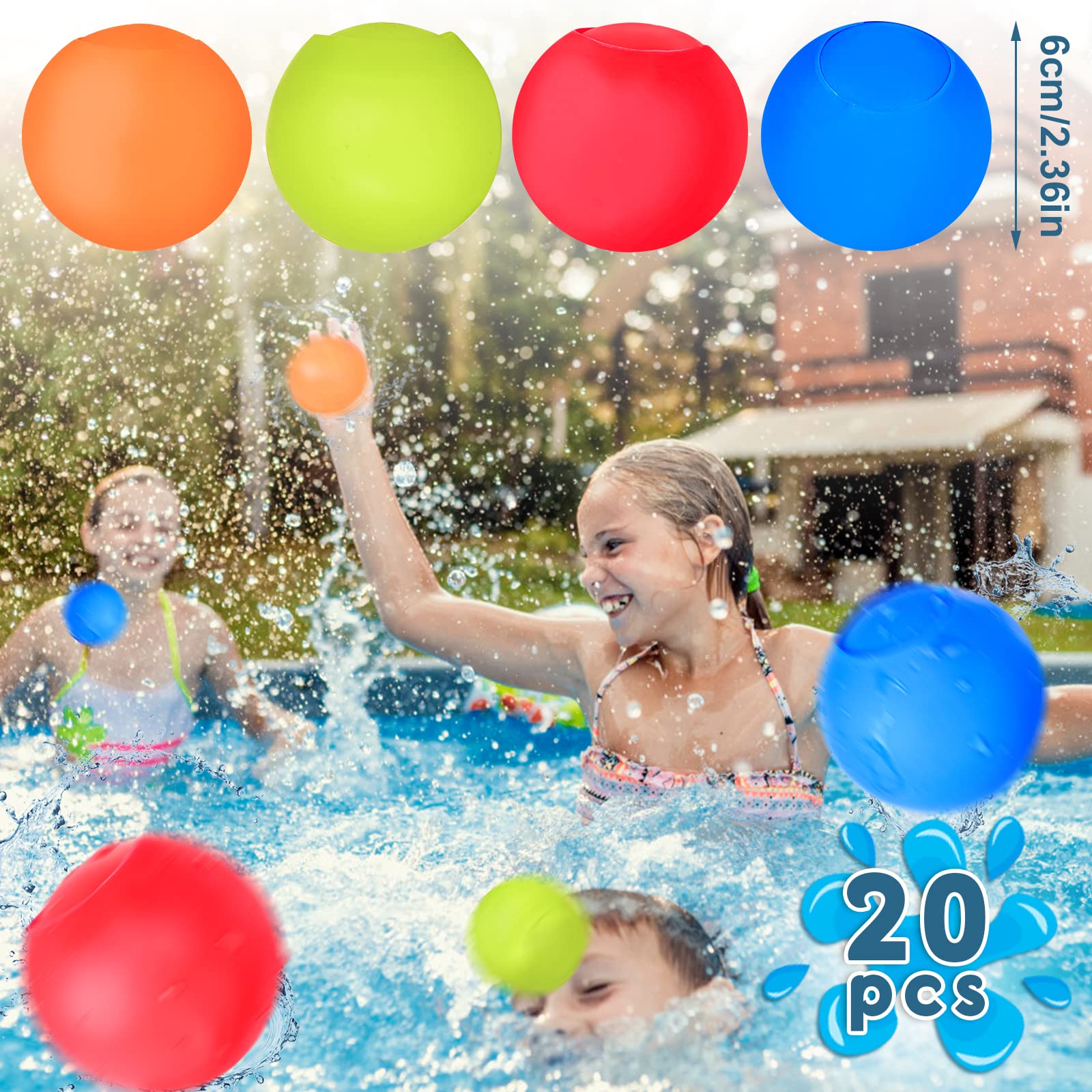 Ballons à Eau Magnétiques Réutilisables GreenBliss - Lot De 6 En Silicone - Pour Piscine, Jardin - Jeux D'Eau