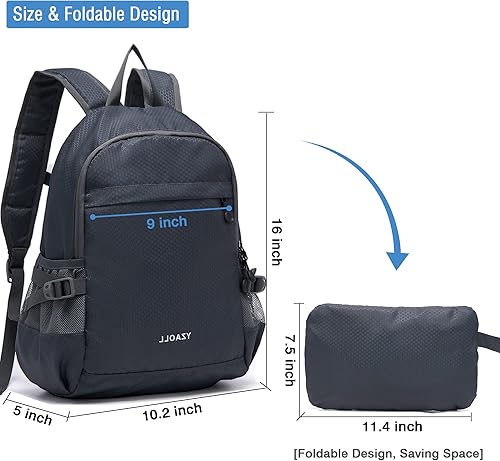 Miniatura 4 de YZAOLL Mochila de senderismo pequeña, mochila ligera y plegable para senderismo, para mujeres y hombres, viajes, campamento, vacaciones, A-20l-gris,