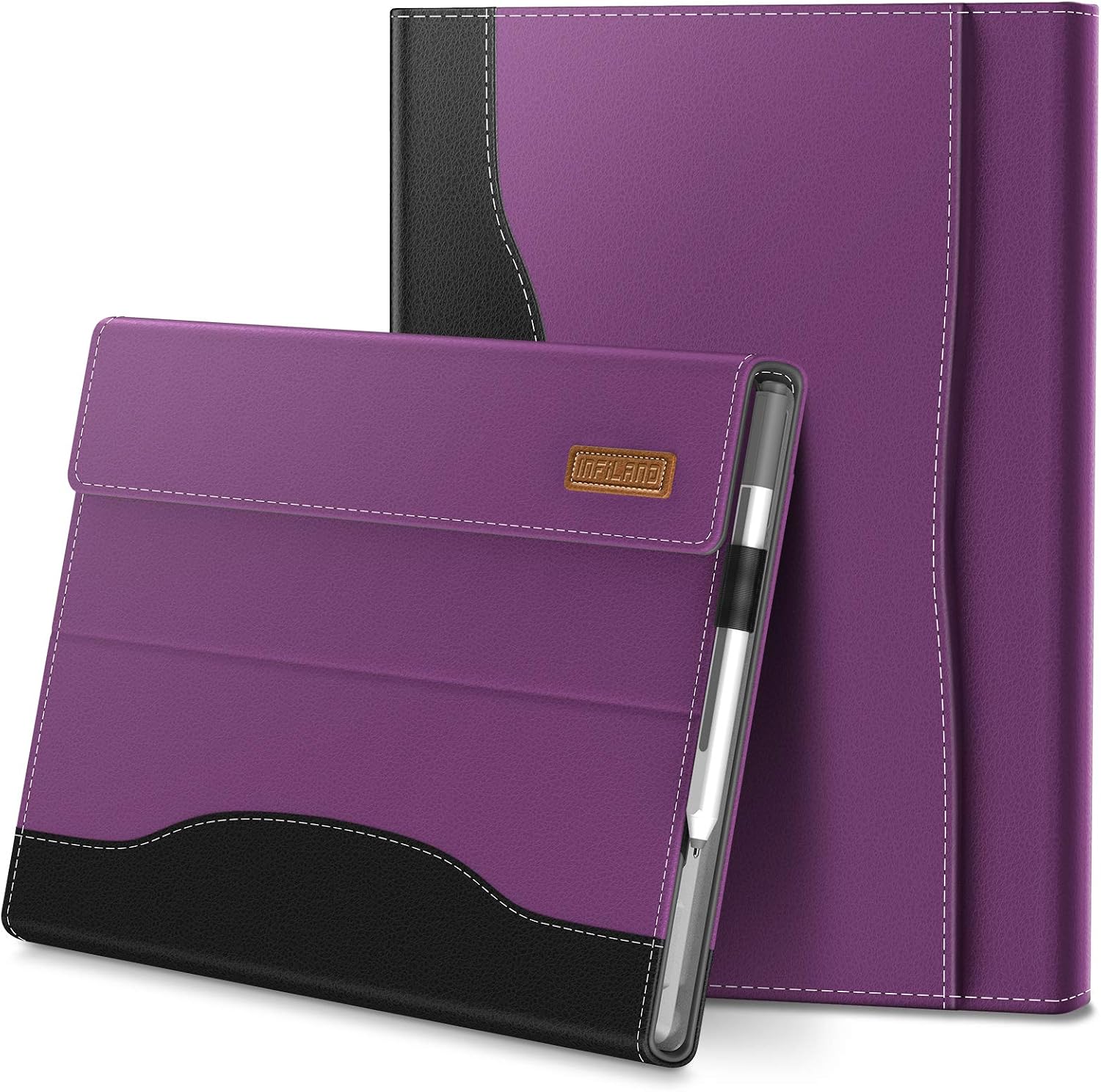 Infiland Microsoft Surface Go case, Multi-Angle Business Cover with Pocket for Microsoft Surface Go 10-Inch 2018 Release Tablet (Compatible with Surface Go Type Cover Keyboard), Purple