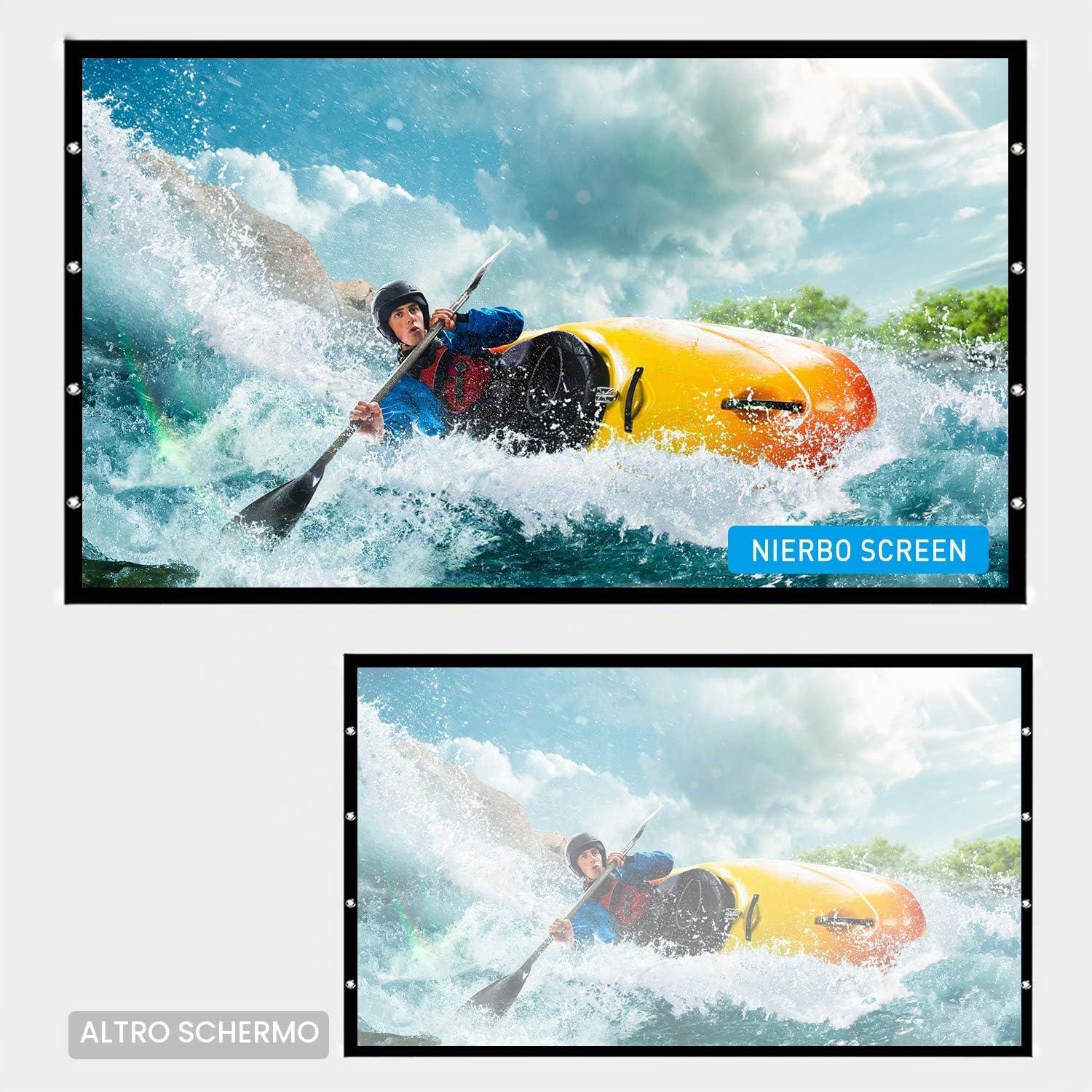 NIERBO Schermi di proiezione con Supporto, Schermo da proiezione 120'' Schermi per proiettori Pieghevoli Portatili 16: 9 266 x 149 cm