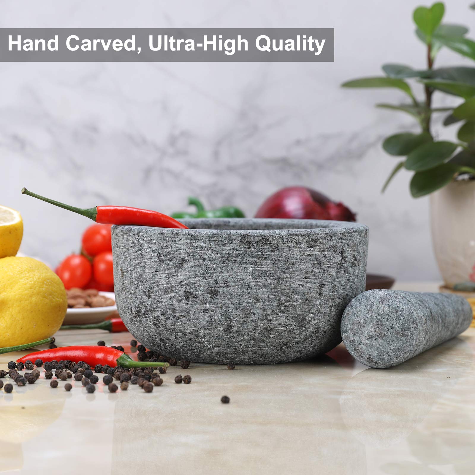 Mortar and Pestle, 6.5 Inch 3 Cup Heavy Mortar and Pestle Set