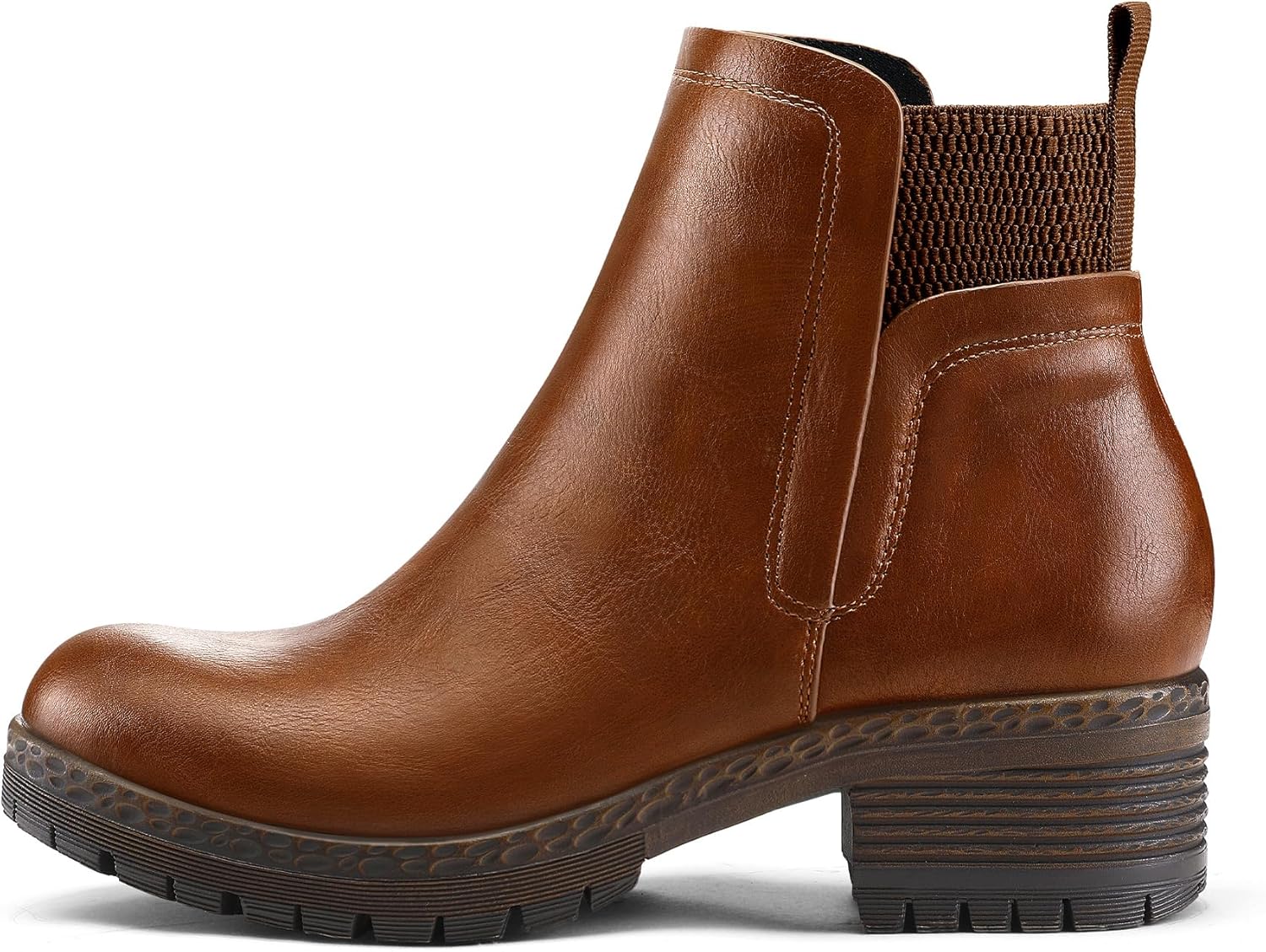 mysoft Women's Elastic Gore Lug Sole Chelsea Boots Slip On Platform Chunky Heel Ankle Booties - Image 7