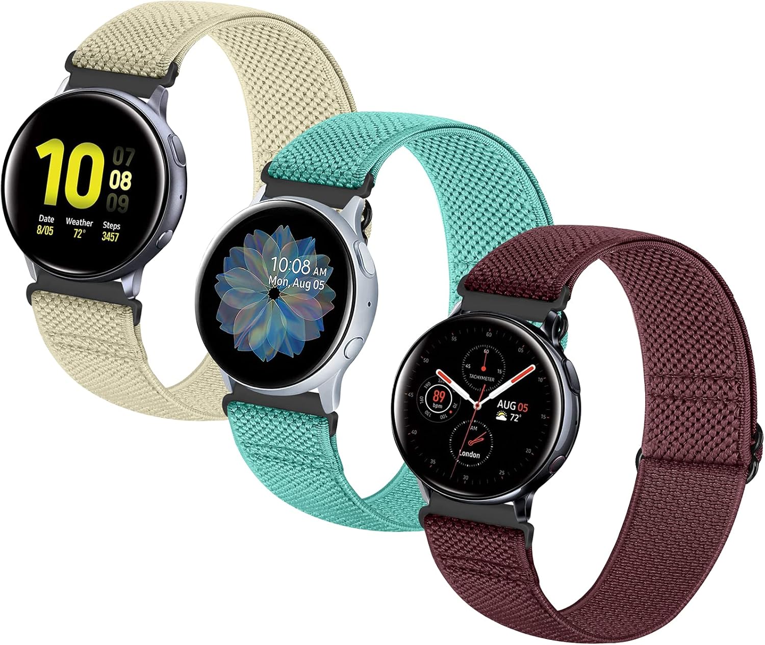 Neoxik 20mm Watch Band Quick Release Sport Compatible with Samsung Watch 3 41mm/Active2 44mm 40mm /Galaxy Watch 42mm/Garmin vivoactive 3/Forerunner 645/ Nylon Elastic Breathable Replacement Straps : Cell Phones & Accessories