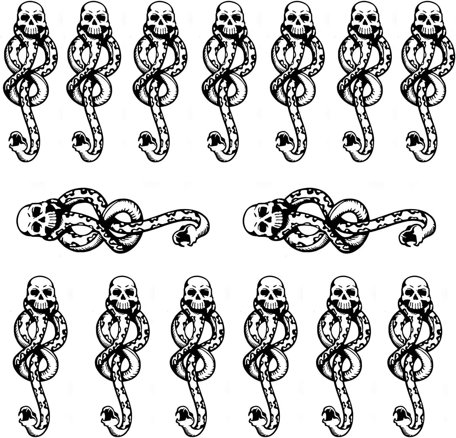 LEOARSDeath Eater Tattoo, Dark Mark Temporary Tattoo Slytherin Fake Tattoos Sticker for Adult Kids Halloween Costume Accessories and Parties,15-Sheet