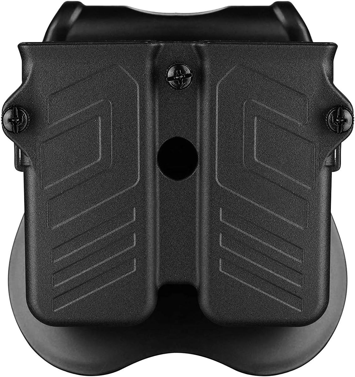 Double Magazine Pouch Fit 9mm 10mm .40 .45 Caliber Dual & Single Stack Magazines - Universal Mag Holder | Polymer Paddle Holster | Adjustable Size & Cant | Ambidextrous | Outside Waistband | Black