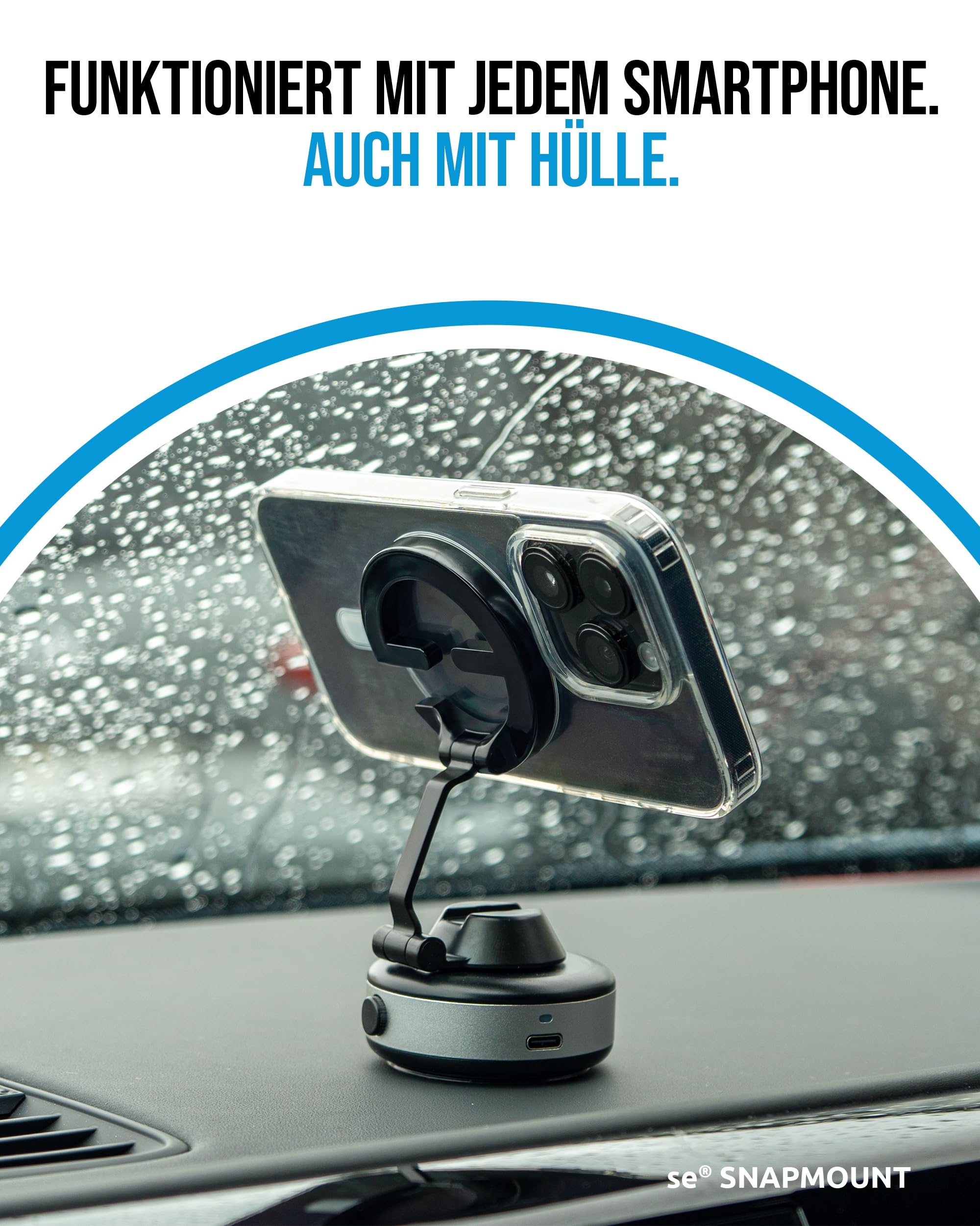 SE SNAPMOUNT - Soporte magnético para teléfono móvil para coche, hogar y oficina, compatible con MagSafe, incluye anillo de metal, con vacío electrónico, giratorio 360°, sin pegamento, para iPhone y