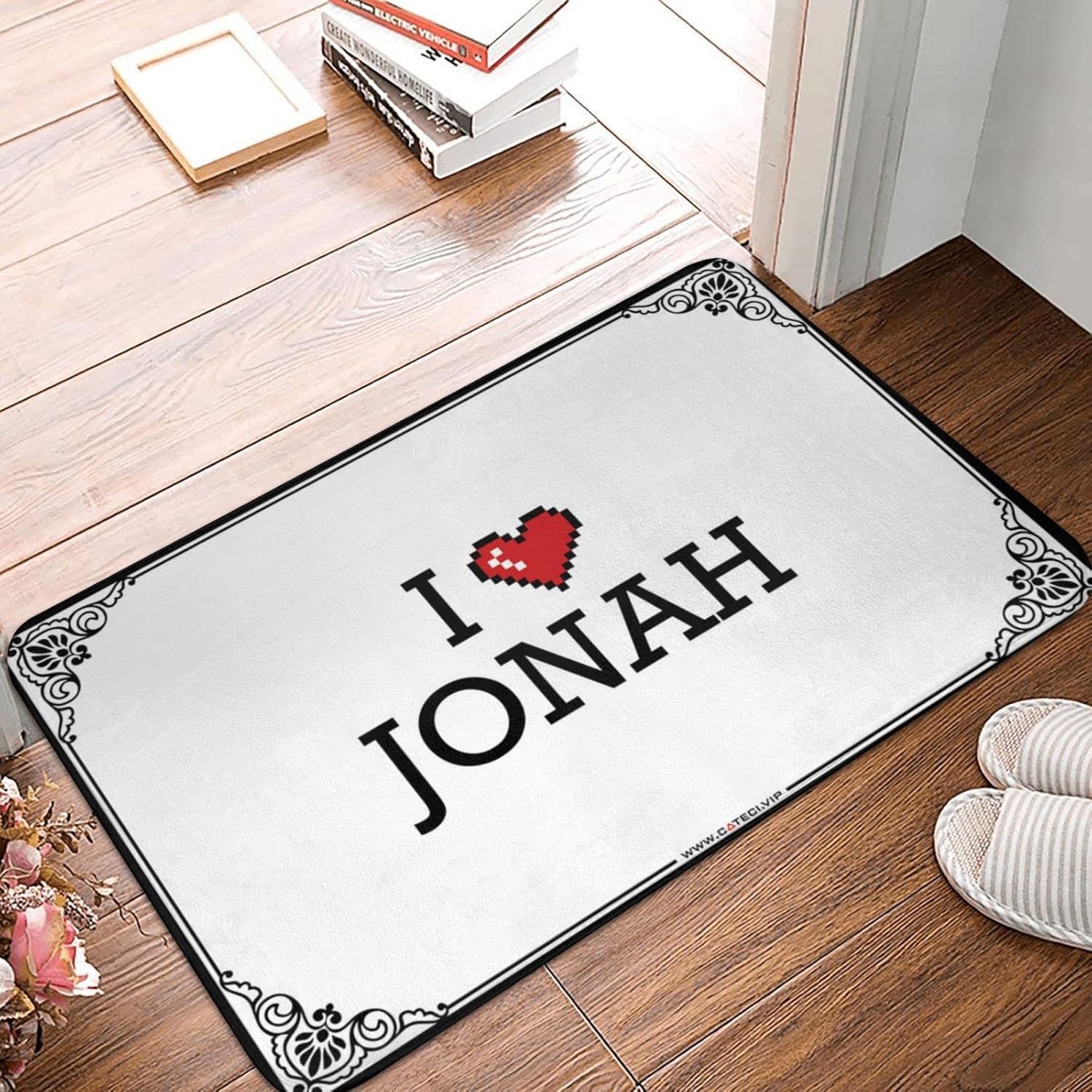 Funny Welcome Mats for Front Door I Love Jonah Doormat Outdoor Spring Rug Outdoor Decorations for Patio (Color : Colour, Size : 65X90CM)