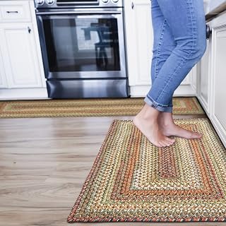 Homespice Rainforest Green Braided Rope Rug 27"x45" - Rectangle, Indoor Outdoor Washable - Country Decor for Bathrooms and Kitchens - Beautiful, Durable, Waterproof, Pet Friendly and Soft