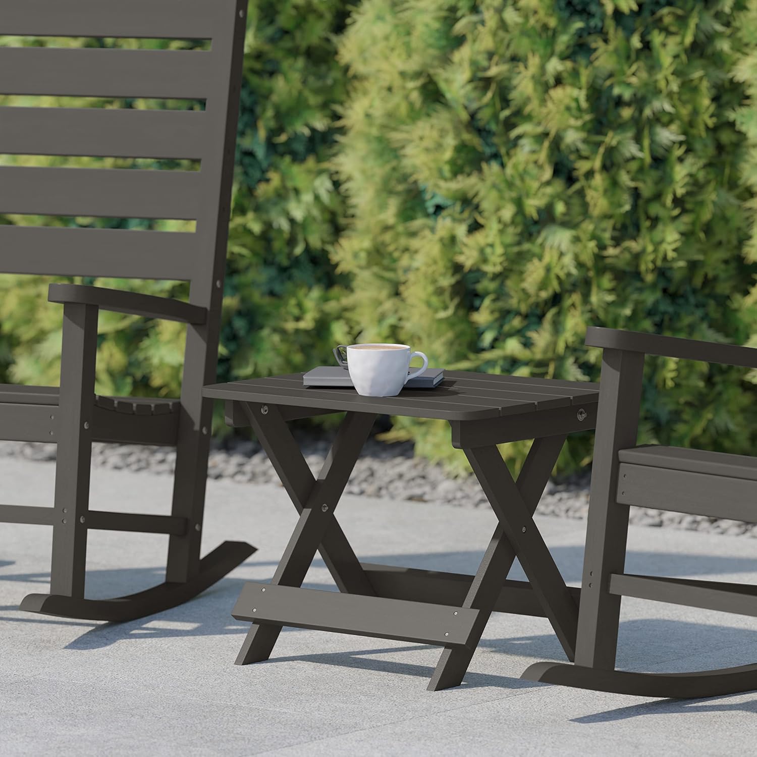 Flash Furniture Halifax Outdoor Folding Side Table, Portable All-Weather HDPE Adirondack Side Table, Gray