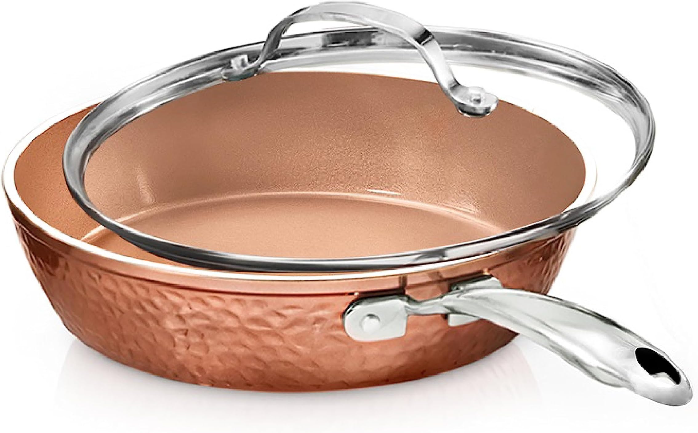 Gotham Steel 2619 10" Fry Pan with Lid, Large, Copper