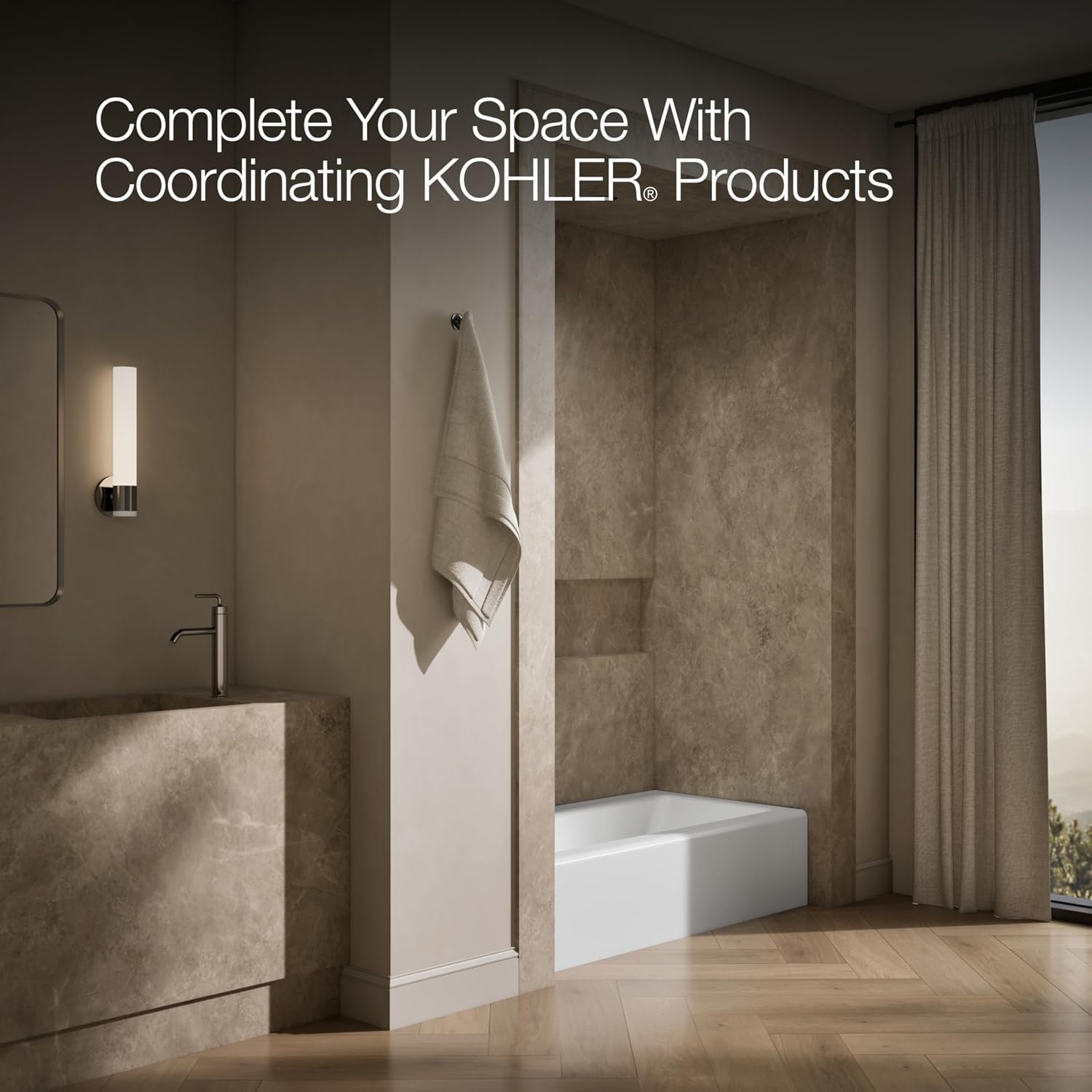 KOHLER K-837-0 Bellwether 60" x 30-1/4" Cast Iron Alcove Bathtub with Integral Apron and Lumbar Support, Left-Hand Drain, White