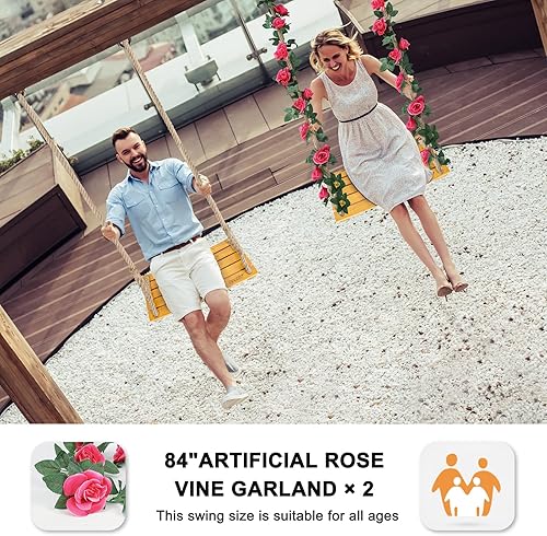 Miniatura 4 de Columpio de madera para colgar, asiento de columpio de 20 x 10 x 1.4 pulgadas, columpio de árbol para adultos y niños, columpio de interior con