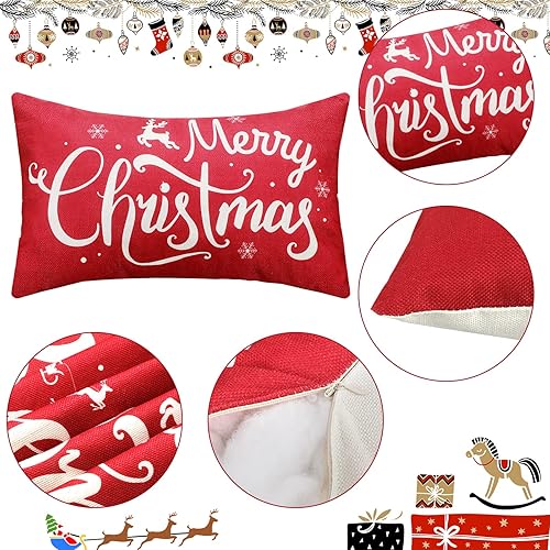 Miniatura 3 de 2 fundas de almohada navideñas de 20 x 12 pulgadas, fundas de cojín rectangulares de Navidad, fundas de almohada rectangulares para cama, sofá y