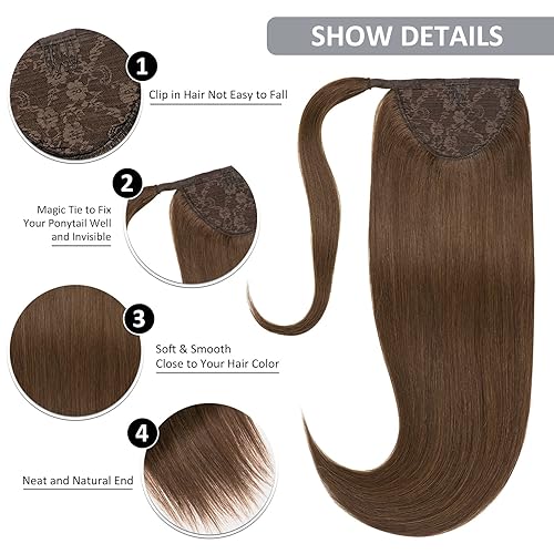 Miniatura 85 de Caliee Extensión de cabello humano Remy, color marrón oscuro, 22 pulgadas, 3.17 oz, envuelve con pasta mágica #2 Marrón oscuro,#2A marrón oscuro