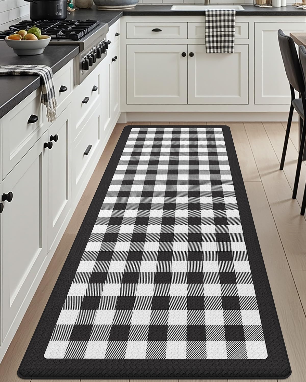 DEXI Kitchen Mats Cushioned Anti Fatigue, 23x59 Floor Padded Runner Rug Non Slip, Waterproof Standing Comfort Memory Foam for Front Sink Laundry, Black