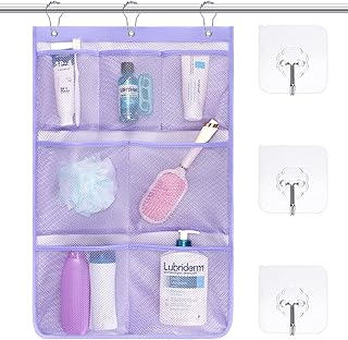 F-color Cruise Essentials 2026 - RV Shower Organizer Hanging with 7 Mesh Pockets (4 Large + 3 Small) and 2 Hanging Options, Quick-Dry, Foldable & Machine-Washable for Bathroom/Travel Toiletries