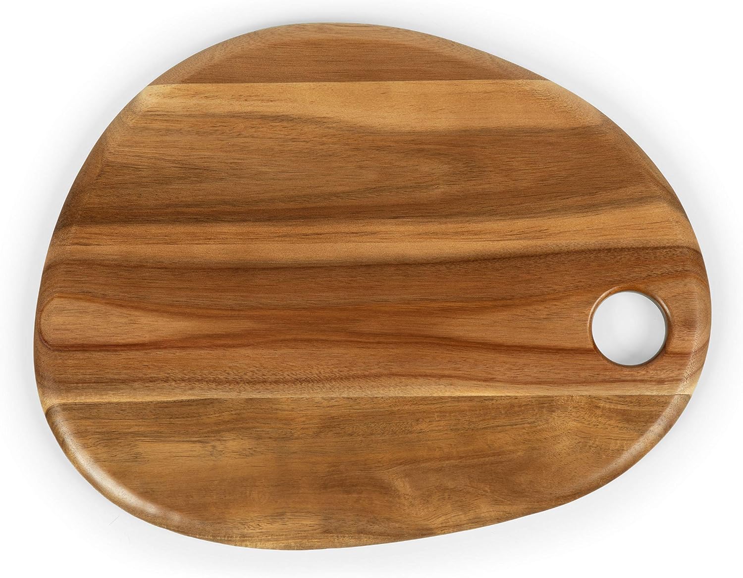 PICNIC TIME Pebble Acacia Charcuterie Board 18" x 15", Wood Serving Platter for Food Display, Serving Tray for Party, Cutting Board with Cutout Design, Multi-purpose Food Tray, (Natural Acacia)