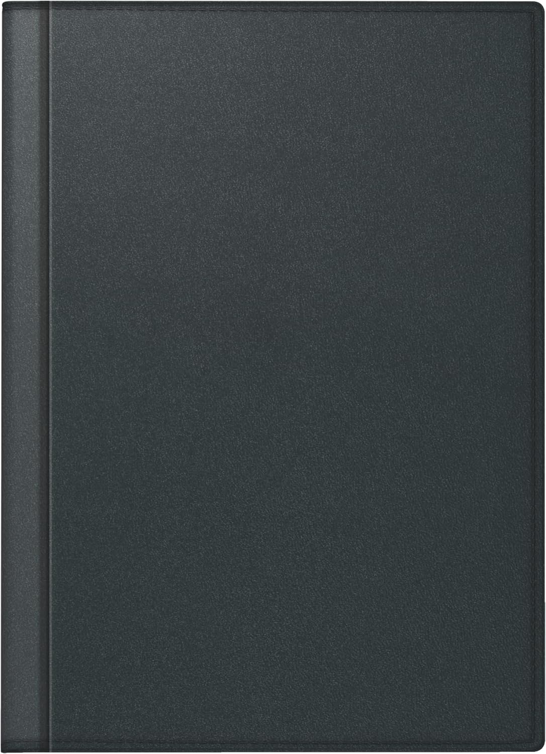 rido/idé Pocket Diary Model Perfect/Technik I (2025), 2 Pages = 1 Week, A6, 208 Pages, Leather Cover Rio, Black