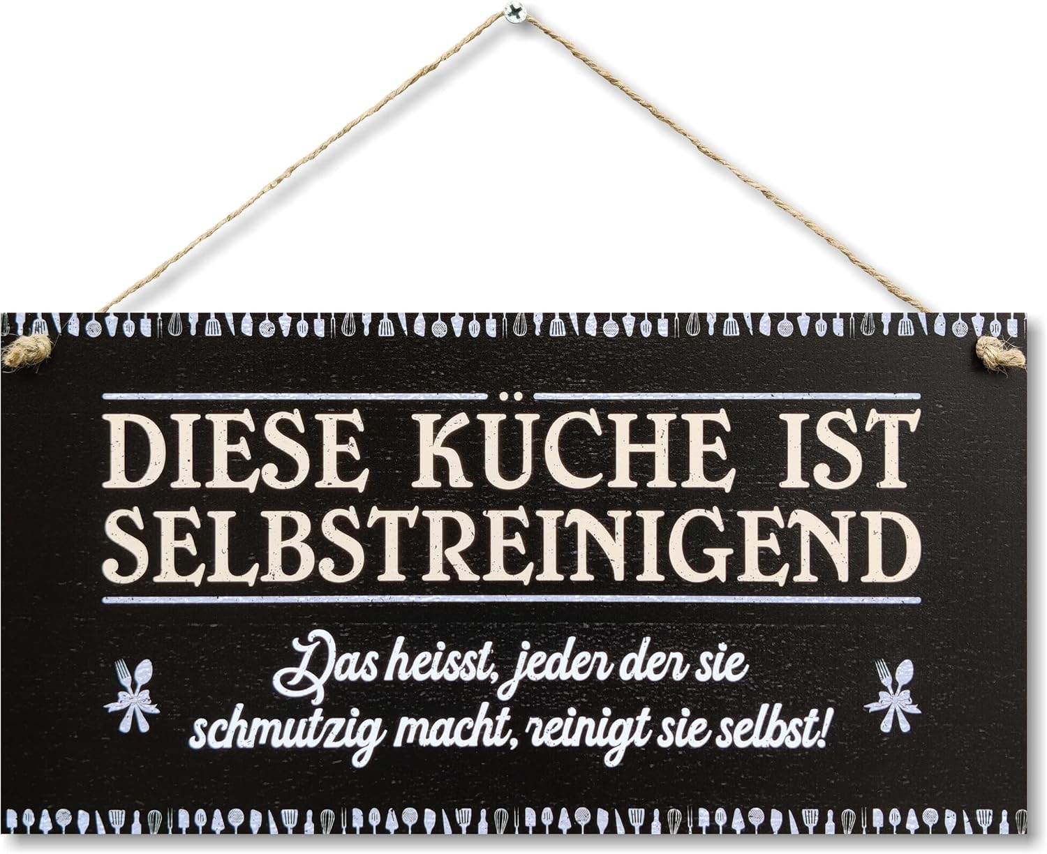 CARISPIBET This Kitchen Is Self Cleaning Home Decoration Signs Funny Kitchen Signs Home Decor Funny Kitchen Signs House Decorations Door Signs Wall Decor 15x30cm