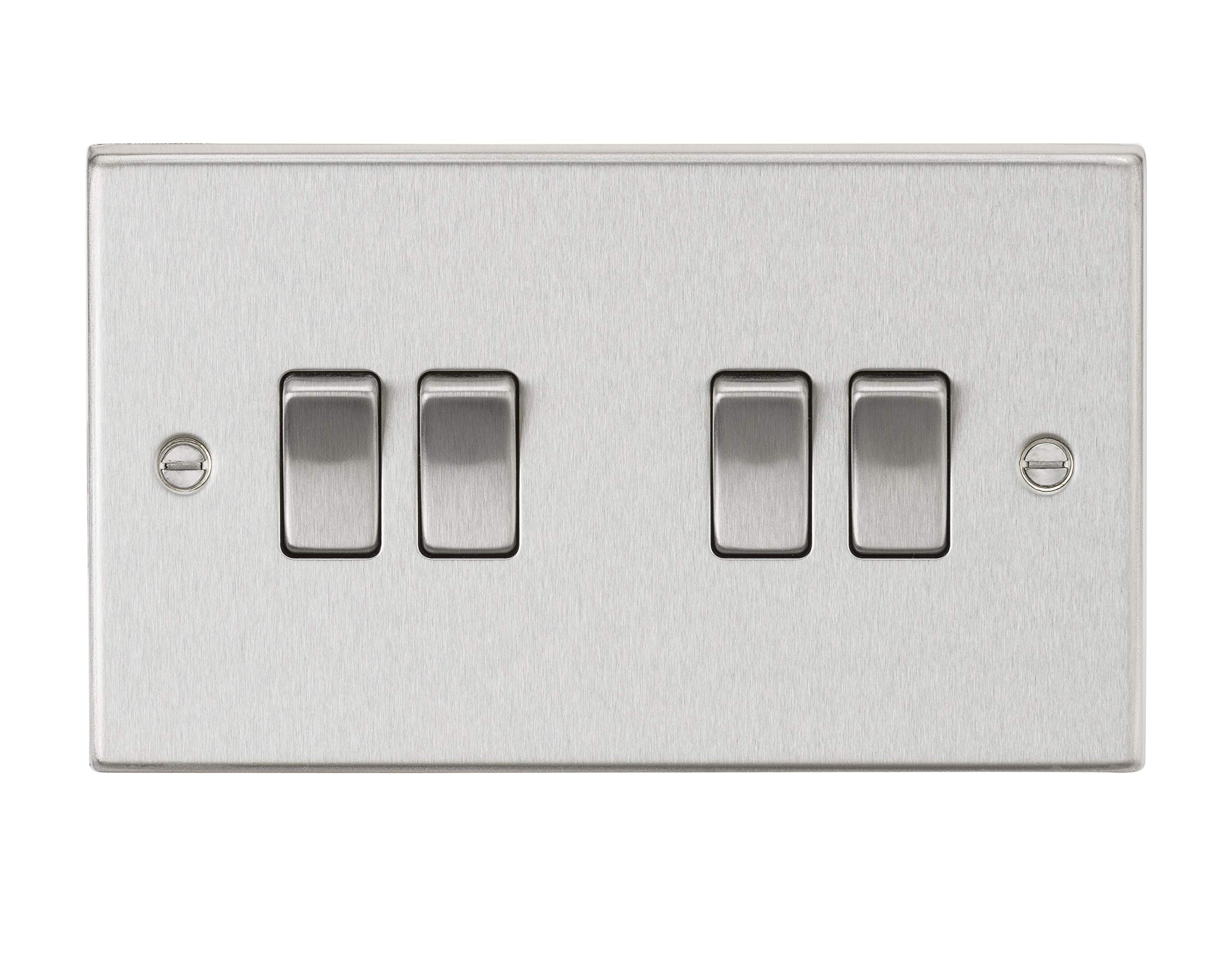 Knightsbridge, 10AX 4G 2-Way Plate Switch - Square Edge Brushed Chrome