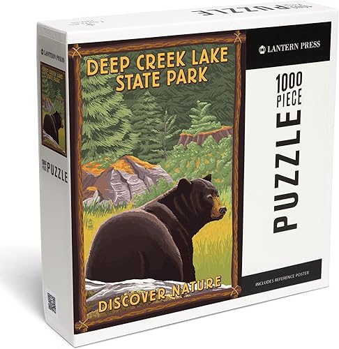 Lantern Press Rompecabezas de 1000 piezas, Deep Creek Lake State Park, Maryland, Bear in Forest
