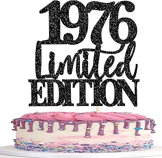 Rsstarxi 1 Pack Limited EDITION 1976 Cake Topper 50th Birthday Cake Toppers 50th Birthday Decorations for Men and Women Cherrs 50 Years Anniversary Party Cake Decoratons Black