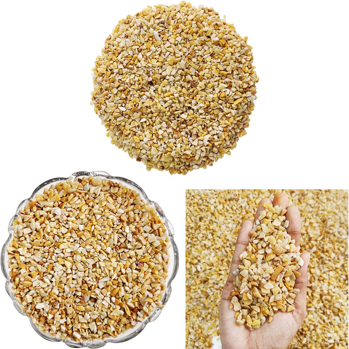 9Dzine Healing Crystal Chips for Vastu Natural Yellow Aventurine Chips Stone 250 Gm Yellow Aventurine Crystal Stone Chips Dust Raw Rough Stone for Reiki Healing Meditation