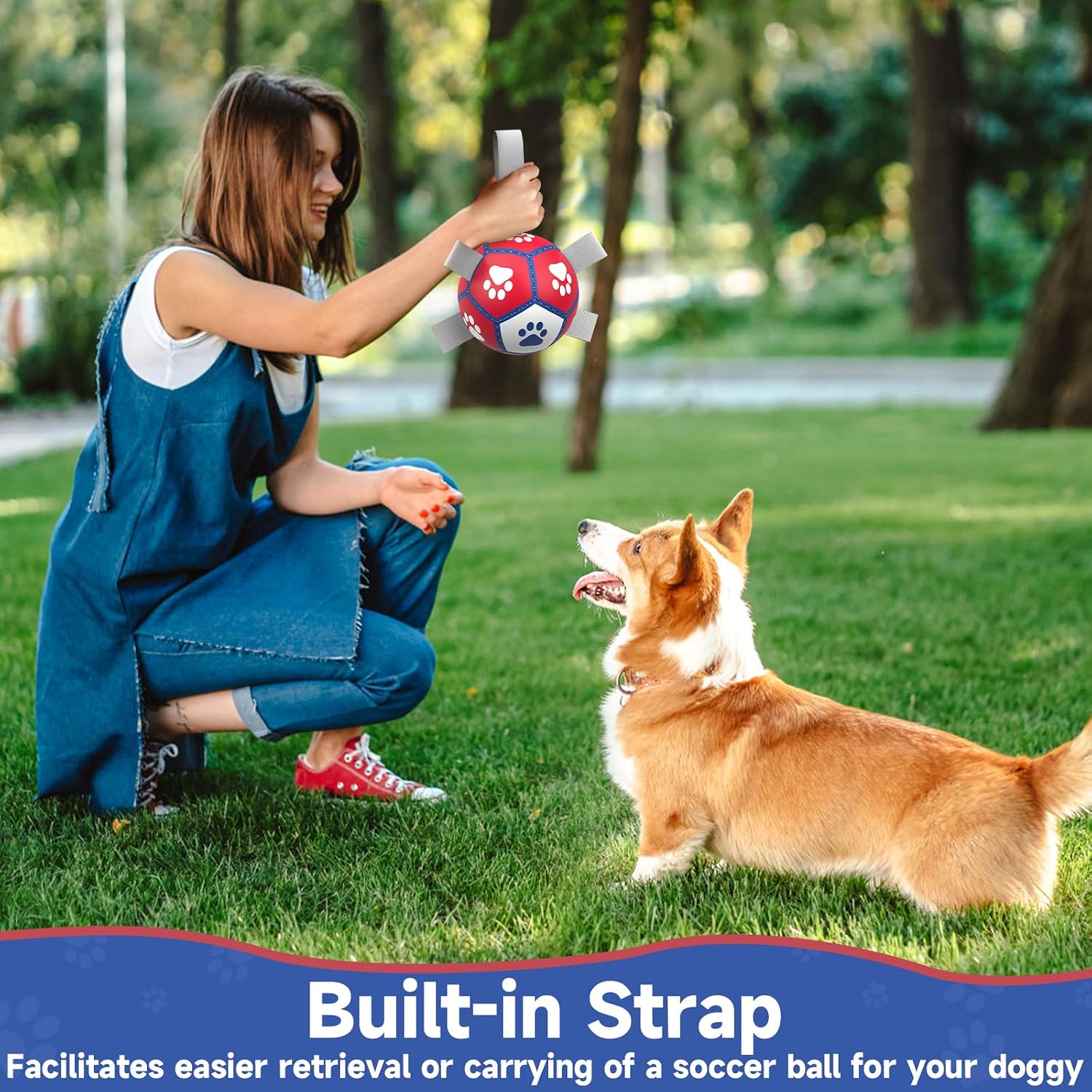  Small Dog Toys, 5 Inch Dog Balls, Soccer Ball for Dogs with Straps thumbnail