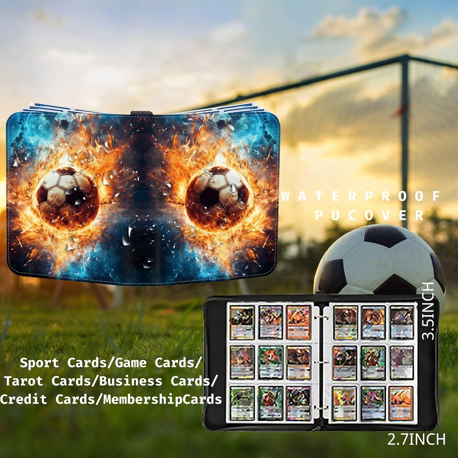 Trading Card Binder Soccer Card Binder 900 Pockets with 50 Removable Sleeve, Sports Card Binder Soccer Cards Binder Double-Sided Cards Holder Trading Card Albums Soccer Card Collector Album