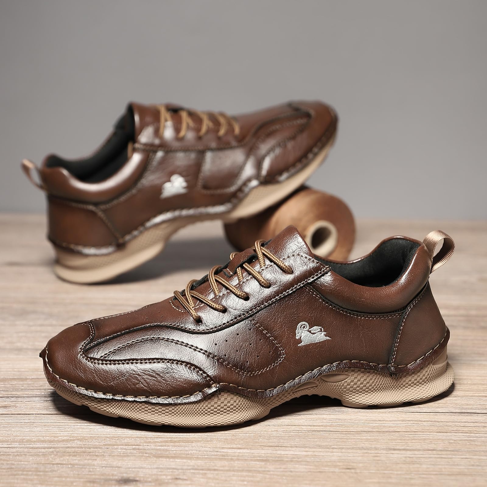 Scarpe Trekking Uomo Pelle Scarpe Escursionismo Outdoor | Traspiranti Resistenti Lacci A Taglio Basso, Antiscivolo Comode Con Supporto Alla Caviglia Per Campeggio Trekking