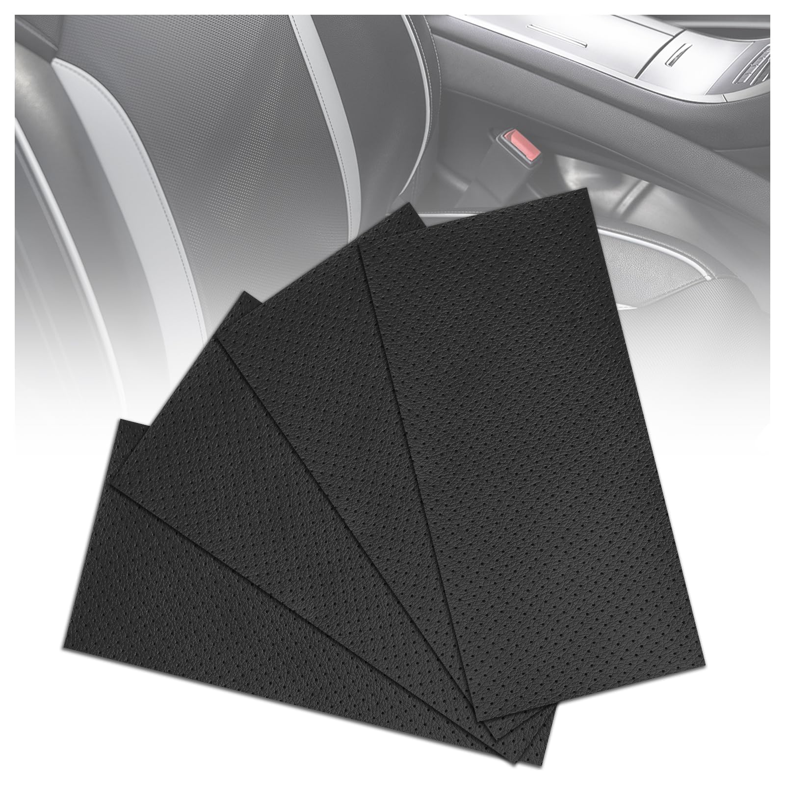 Self-Adhesive Leather Repair Tape, 4PCS 8"x4" Breathable PU Leather Patch for Car Seats/Sofas/Vinyl, Thickened Repair Patches for Car Seats - Waterproof & Portable
