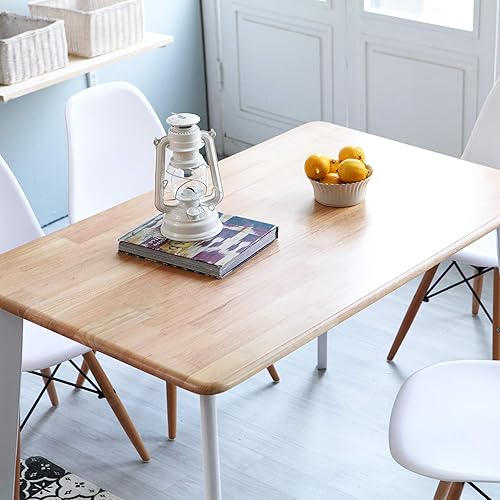Miniatura 3 de Livinia Canberra 47.2" Mesa de Comedor Rectangular de MaderaMesa de Cocina de Medio Siglo Moderna de Roble Malayo (Natural-Blanco) Solo Mesa