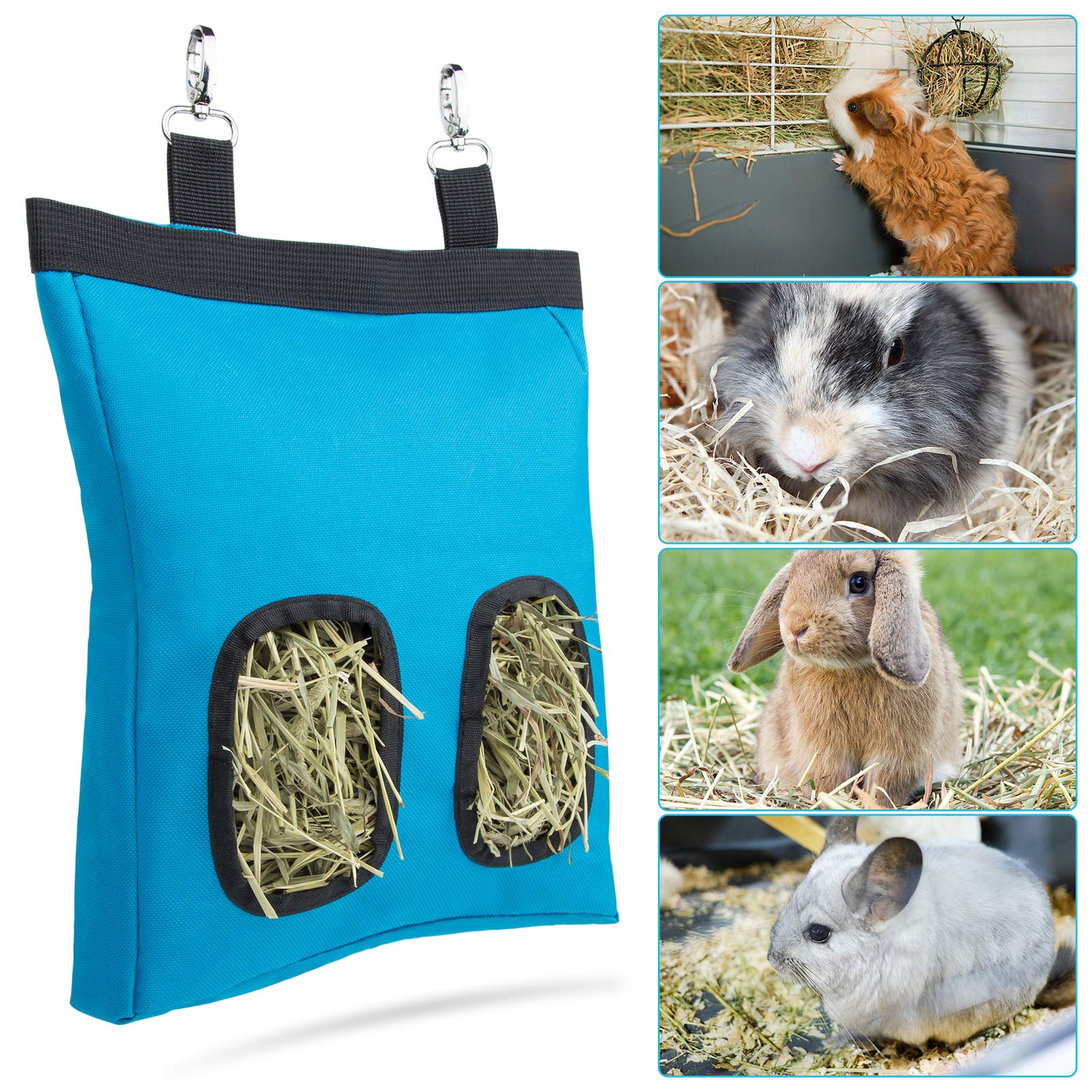 Geegoods Rabbit Hay Feeder Bag, Guinea Pig Hay Feeder Storage ,Hanging Feeding Hay for Small Animals 600D Oxford Cloth Fabric