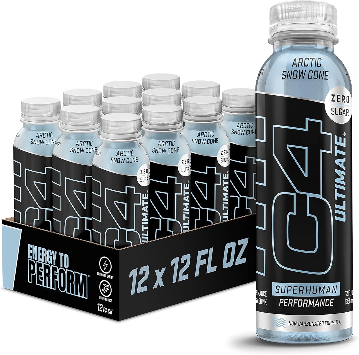Bebida energética C4 Ultimate sin carbonatación y sin azúcar, bebida preentrenamiento + beta alanina, 12 onzas líquidas (paquete de 12)