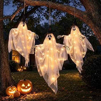Swinging Hanging Ghosts, Halloween Decorations, Ghosts for Trees Outdoor