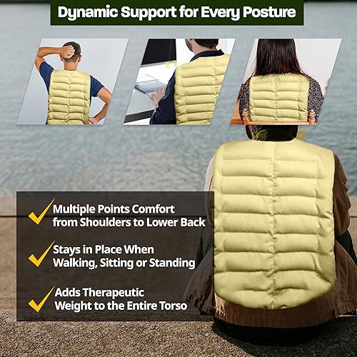 Miniatura 5 de Kozi Almohadilla térmica con peso para microondas, para aromaterapia caliente y fría, para cuello y espalda, calor húmedo para calambres, músculos,