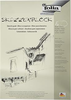 folia 8304 - Skizzenblock, DIN A4, 120 g/qm, weiß, 50 Blatt - hochfeines, weißes Zeichenpapier, chlorfrei