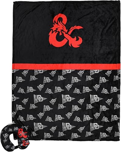 Miniatura 2 de Bioworld Juego de viaje para adultos de Dungeons & Dragons con almohada para el cuello, máscara de ojos y manta, perfecto para viajeros amantes de