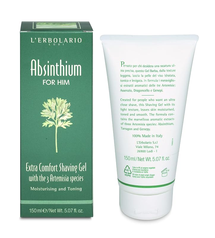 Gel de Barbear Extra Comfort Absinthium L'Erbolario para Homens, 150 mL