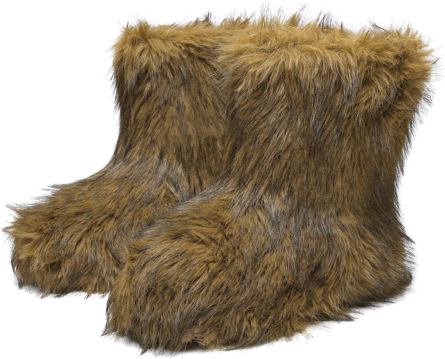 JSWEI Women Winter Snow Boots Soft Comfortable Faux Fur Mid Calf Wide Width Waterproof Warm Lace-Up Snow Boots for Women's Insulated Woman Lightweight Non-Slip Outdoor