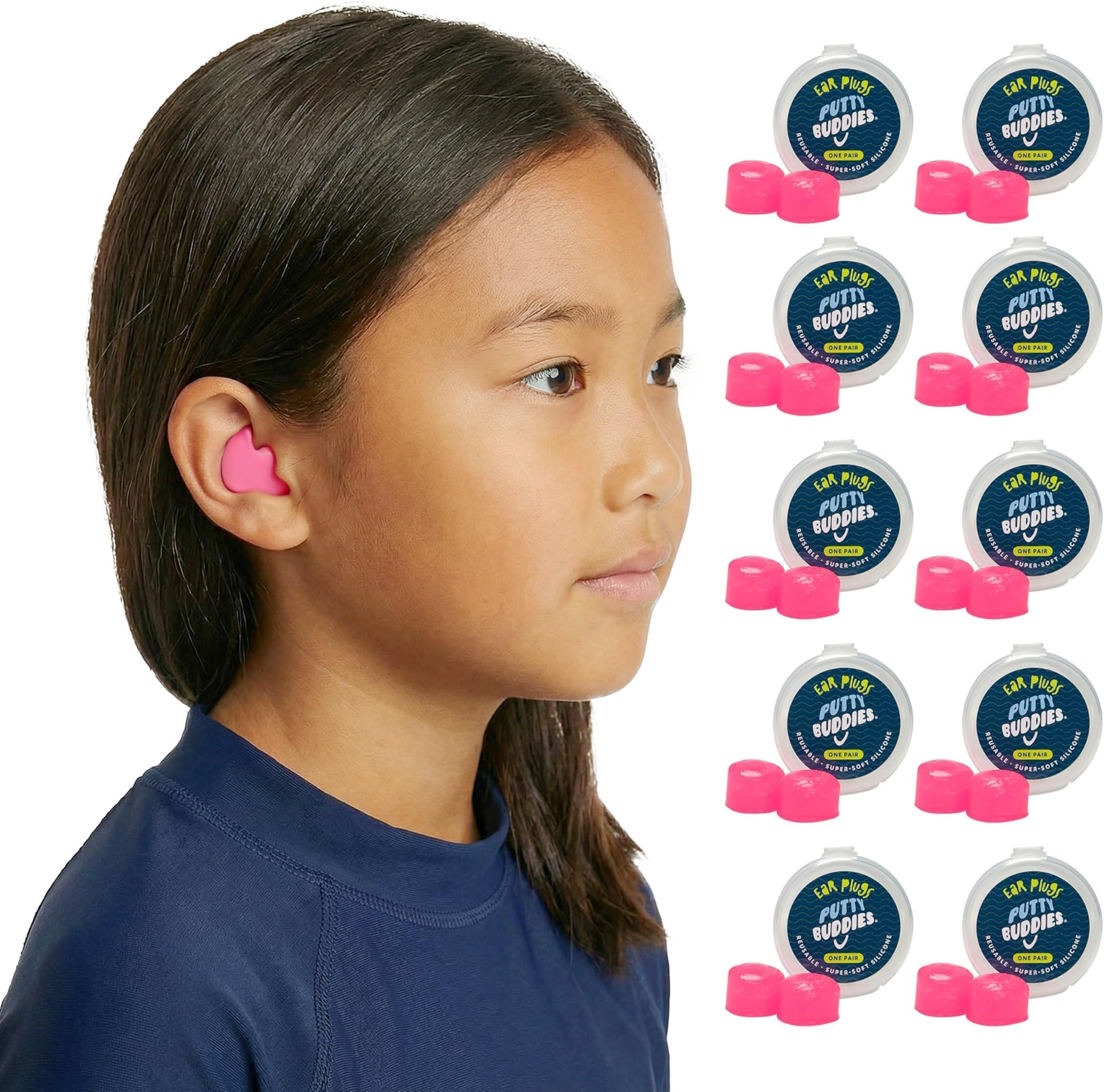Earvolution Putty Buddies Earplugs for Swimming and Bathing - Doctor-Invented, Made in USA, Moldable Premium Silicone Plugs Help Prevent Swimmer's Ear, 10 Pair Pack - Magenta