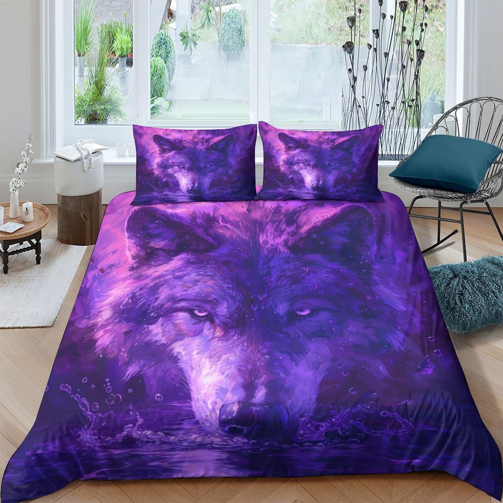 BARDYS Wolf 3D Print Wild Animals for Teens And Adults Duvet Cover Quilt Cover Comforter Covers Soft Microfiber with Pillow Cases with Zipper Closure Bedding Set 3 Pieces King（220x240cm）