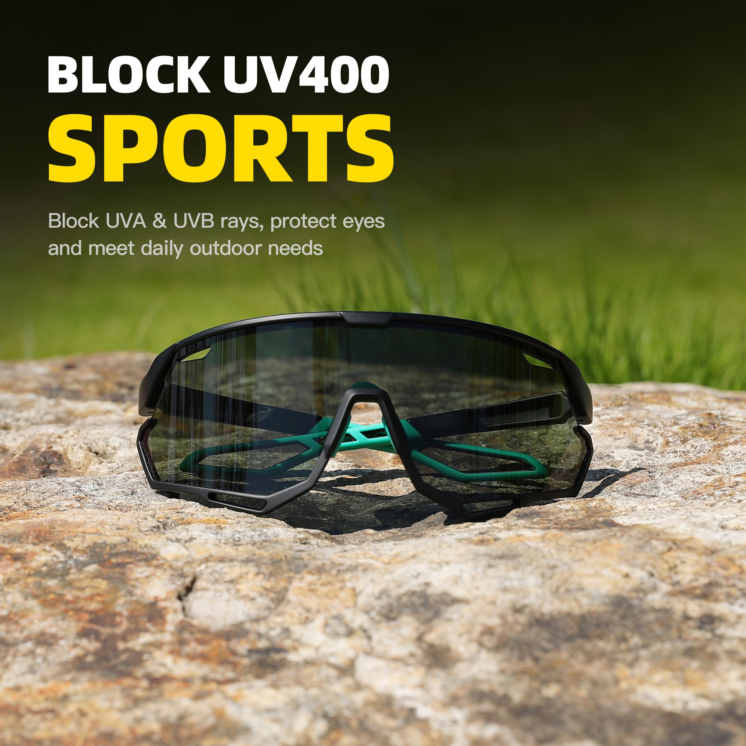 SINSPORT eyewear Occhiali da Ciclismo per Uomo Donna, Occhiali da Sole Sportivi Occhiali MTB per Bici Running Baseball Correre Anti-UV400