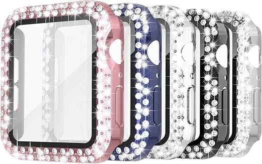 Amazon.com: Simpeak - Juego de 5 fundas rígidas de 1.732 in de doble brillo  para Apple Watch Series 6 Se 5 4, repuesto para iWatch de 1.732 in, color  dorado, rosa, negro,