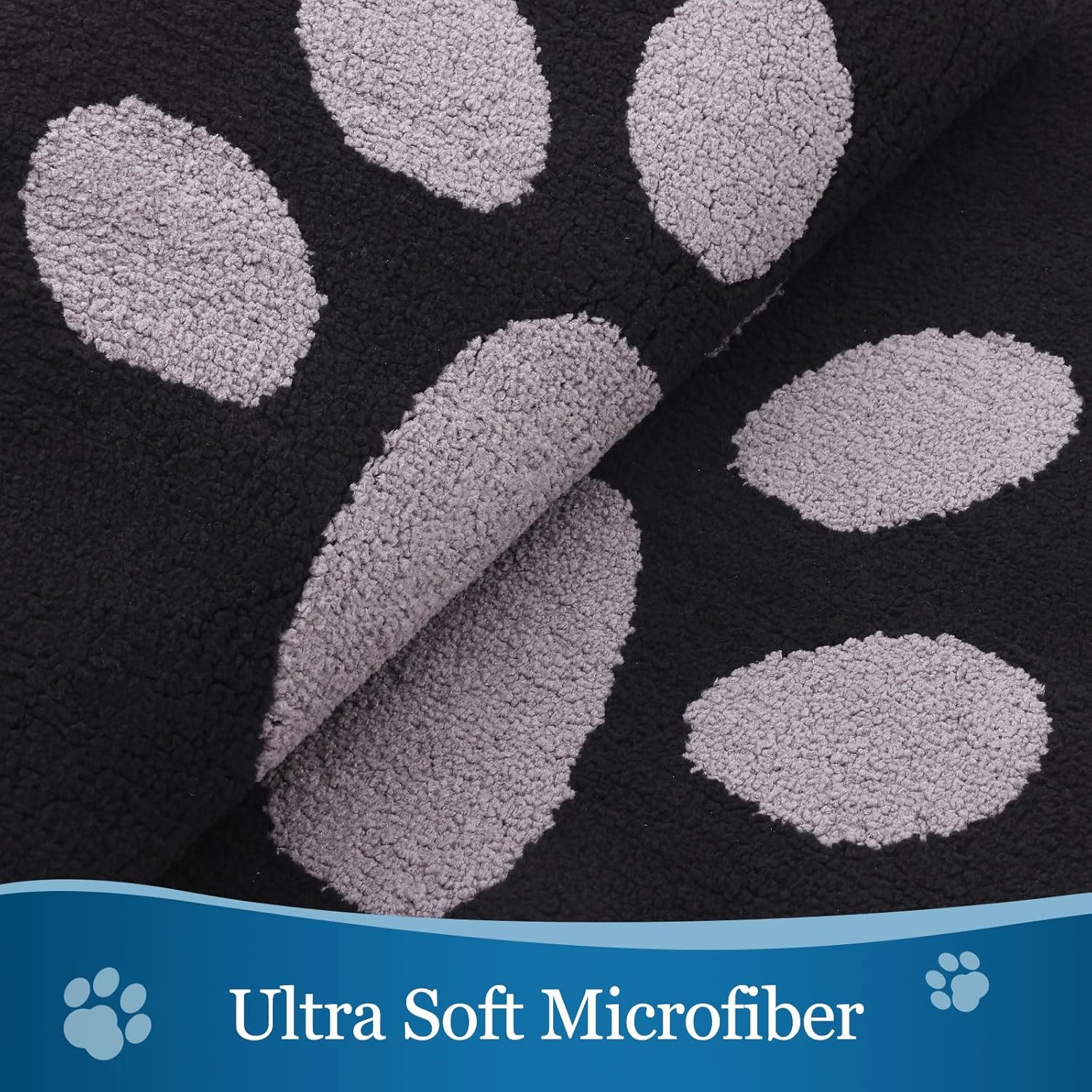 Buganda Dog Door Mat for Muddy Paws, Absorbent Dirt Trapper Washable Indoor Doormats, Non Slip Low-Profile Mud Mat for Dogs, Front Entrance Doormat for Inside Floor (48x30 Inches, Black and Grey)