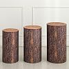 uxcell Set of 3 Wooden Texture Cylinder Spandex Stand Covers, Plinth Stand Cover for Party Wedding Birthday Decoration, Only Contains Cylinder Covers Elastic Fabric - Small