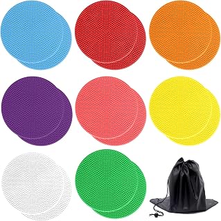 Marcadores de puntos de goma antideslizantes, juego de 16 piezas para gimnasio, juegos de pasteles, círculos de 10 cm con bolsa de almacenamiento con cordón