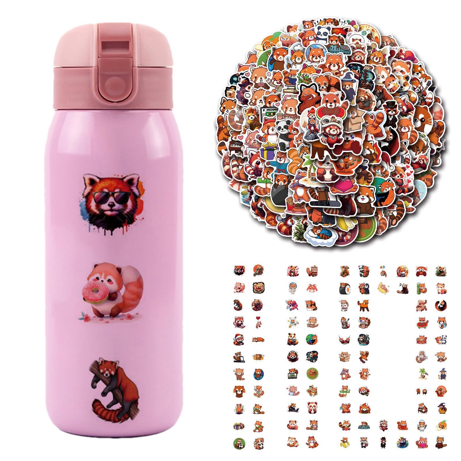 Fravsiu Cute Red Panda Sticker,Red Panda Stickers - Red Panda Cute Graffiti Sticker Pack | Red Panda Cartoon Graffiti Sticker, Bottle Label